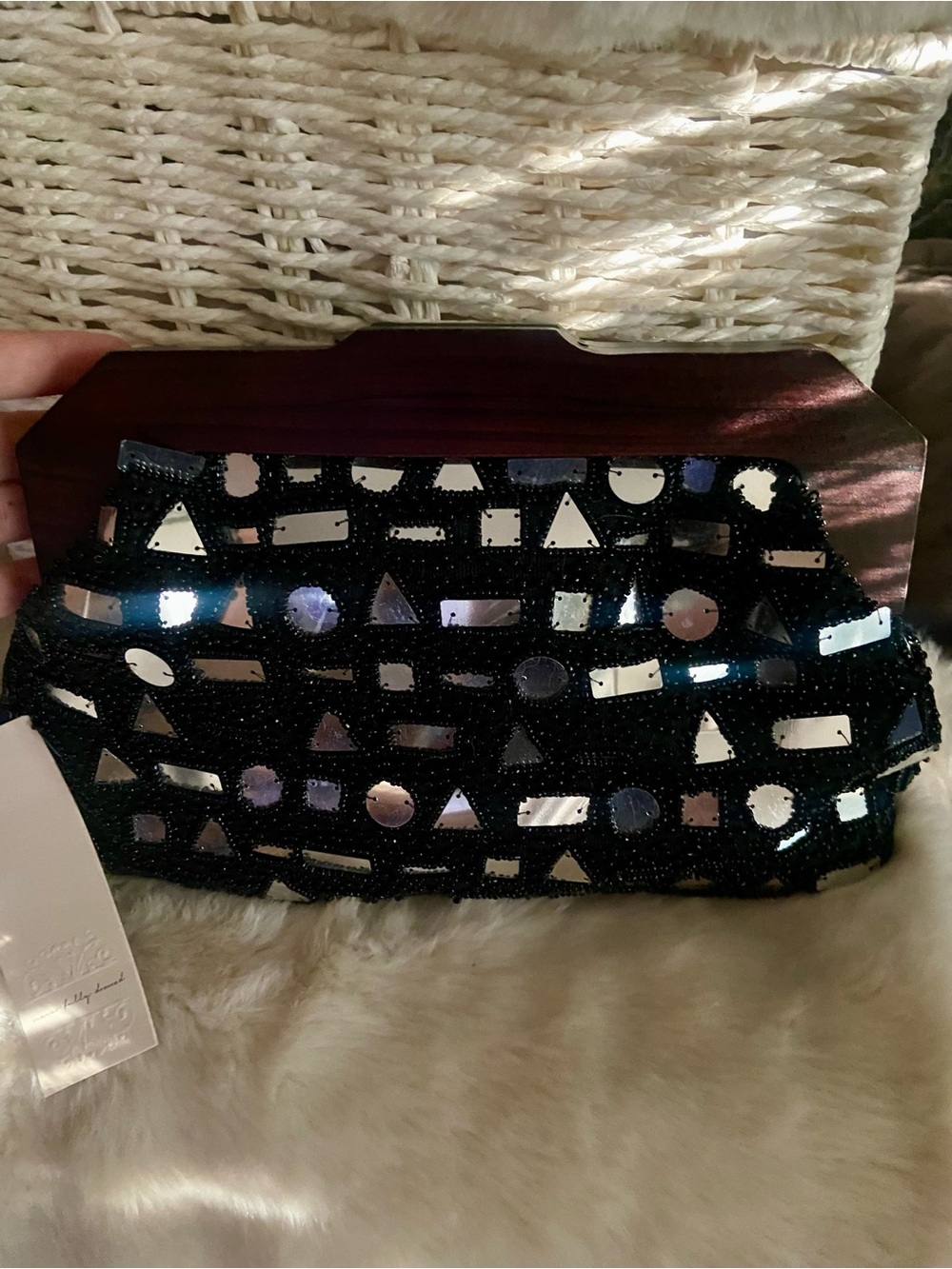 Never Fully Dressed  Beaded Mirror Mosaic Evening Clutch - Picture 4 of 9